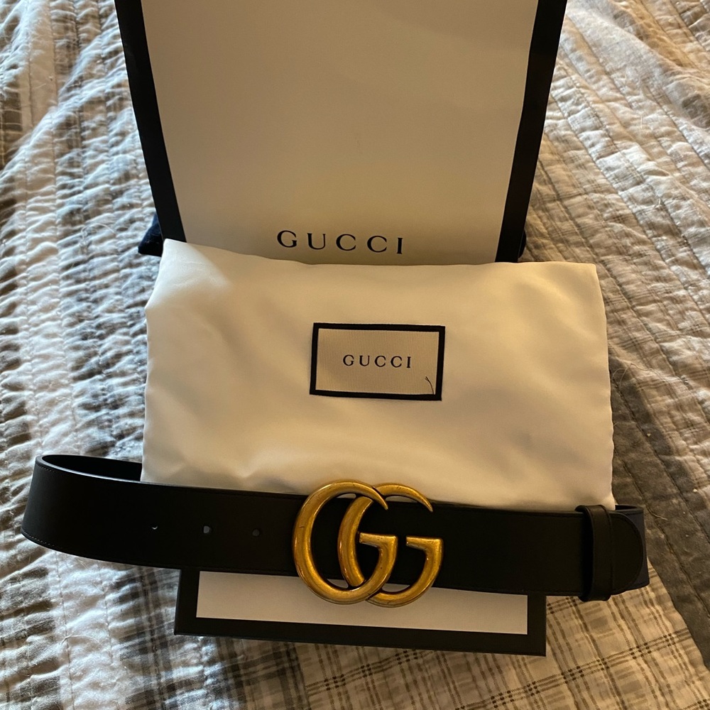 Gucci wide Black belt. Pants size 2. Up to 32 inches in length.